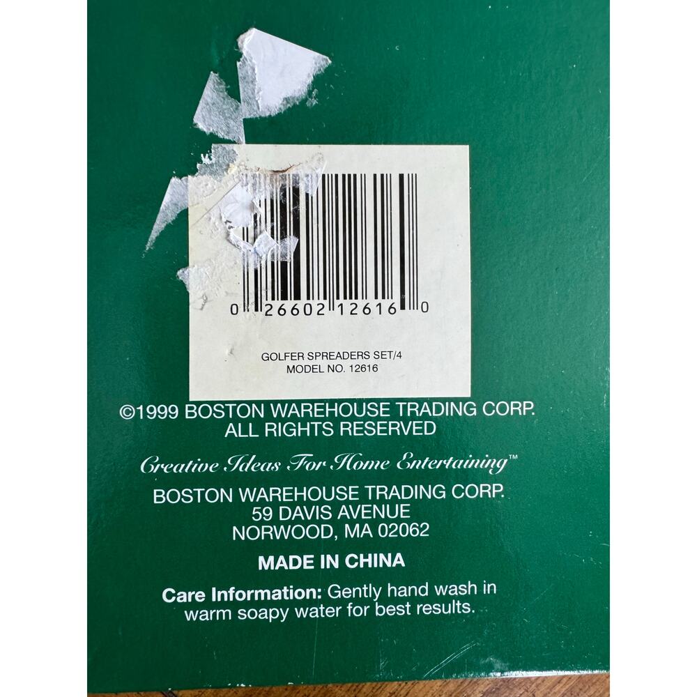 Vintage NIB Boston Warehouse Golfer Spreaders Set of 4 1999 New in Box - Picture 3 of 6